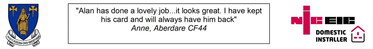 Testimonials provided by customers of Alan Davies Electrical Merthyr Tydfil.